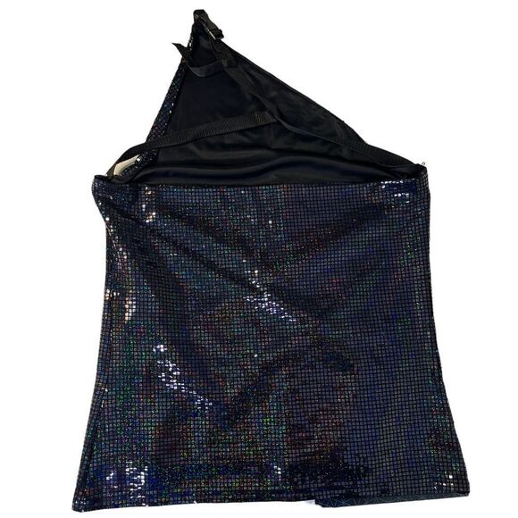NEW Dodo Bar Or Vika Buckled Sequin Embellished Top One Shoulder Black Size 10 - Picture 7 of 14